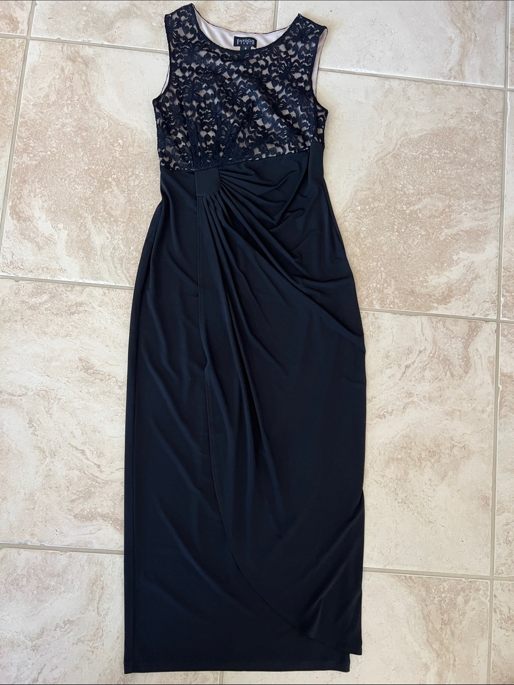 Enfocus Studio Black Lace-Top Maxi Dress